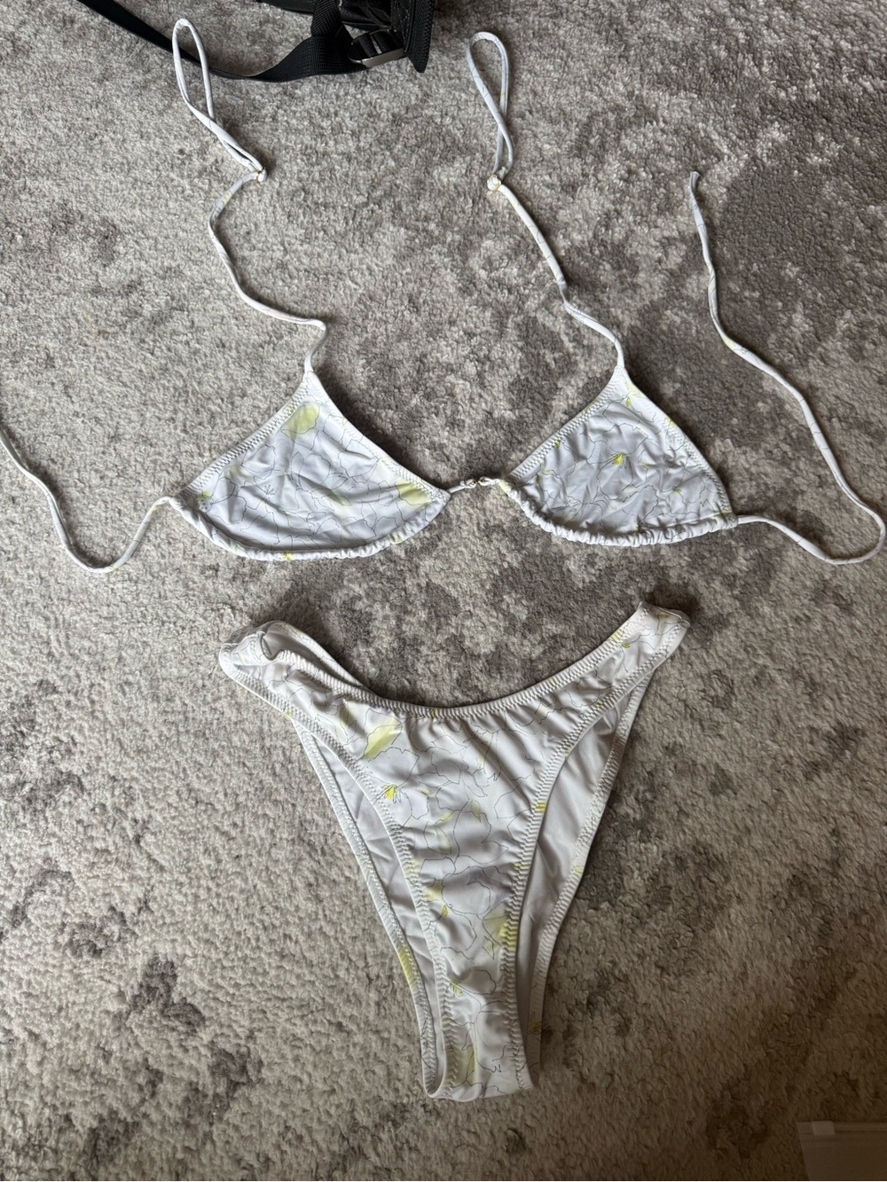 Heavy Manners White Bikini Top with Yellow Accent